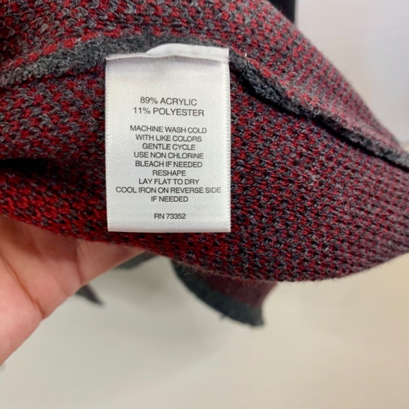 Asymmetrical lagenlook red / grey floral draped long sweater/ cardigan/ jacket - Picture 7 of 10